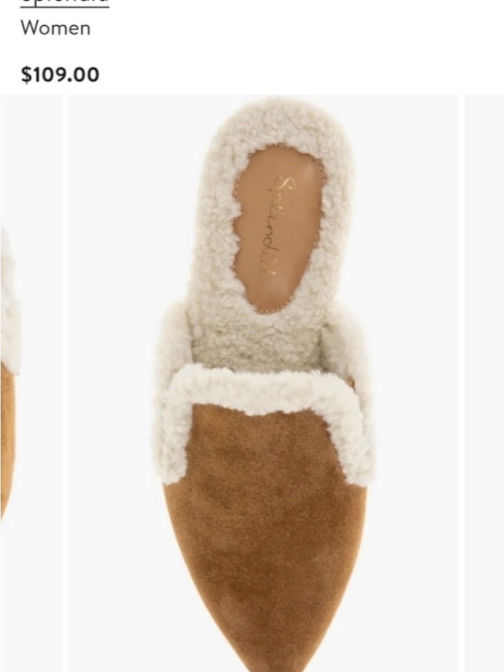 Splendid Chestnut Suede Shearling-Trim Mules - Picture 5 of 8